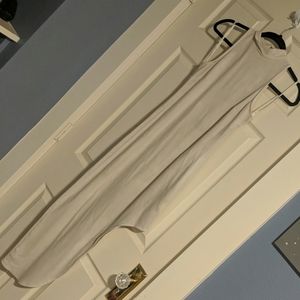 Bebe high low bodycon mock turtleneck dress white